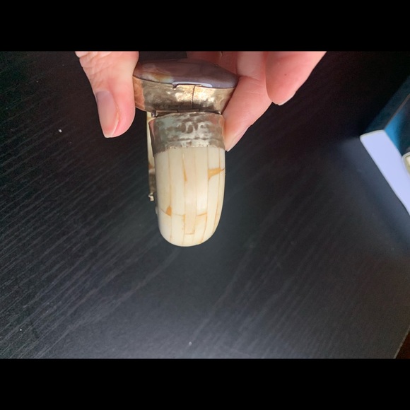 Vintage natural stone & Buffalo bone copper bangle - Picture 5 of 8